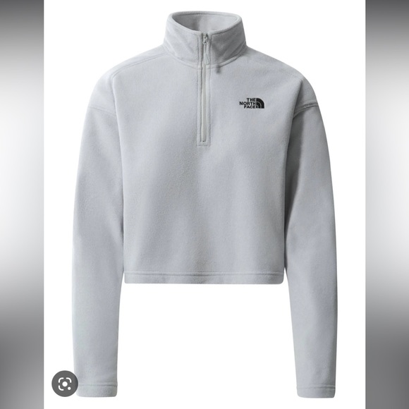 The North Face 100 Glacier 1/4 zip cropped fleece in gray Medium - Picture 3 of 16